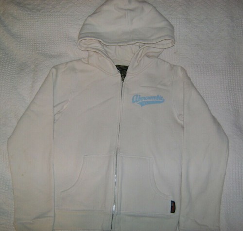 OFF WHITE Felpa con cappuccio donna Abercrombie & FItch piccola panna bianca tasche felpa con cappuccio AF