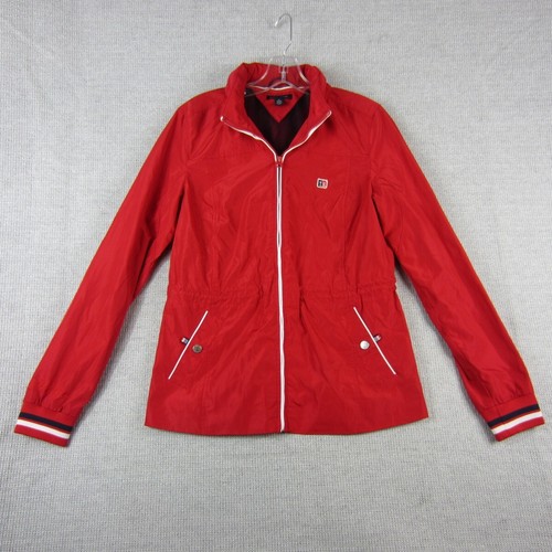 VETEMENTS Giacca Tommy Hilfiger donna XS bianca rossa manica lunga full zip con cappuccio preppy USA