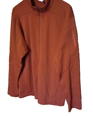 Винтажный Salomon оранжевый вафельное плетение мужской XL базовый слой молнии спереди куртка с карманами - Изображение 1 из 4