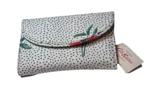 NWT Cath Kidston Polka Dot Floral Wallet, Logo Zip Pull, Slots, Ext Pocket 6”x4” - Picture 1 of 22