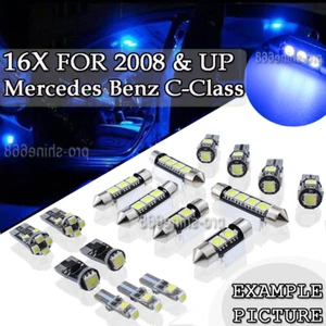 16x Canbus Blue LED lights interior package kit 2008 & Up Mercedes C-Class PL - Picture 1 of 10