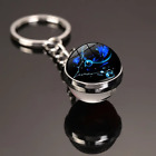 Zodiac Pisces Luminous Starry Night Pendant Keychain Pendant Glass Ball Key Ring