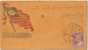Civil War Patriotic Cover 1861 #26 Detroit Mich Illust flag w/ saying (f3) - Picture 1 of 2