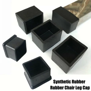 Rectangular Rubber Feet Chair Leg Caps Tube Pipe Caps Square Cover Cap Black - Picture 1 of 11