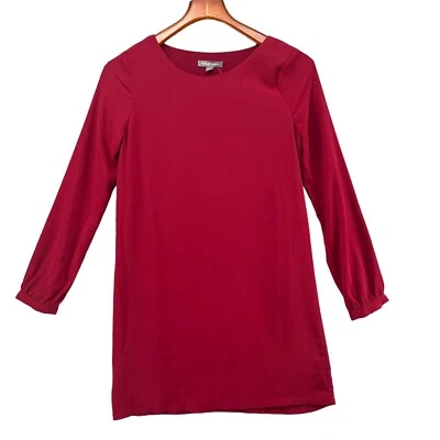 Tinley Road Mini Shirt Dress Womens Dark Red Long Sleeve Lined Pullover Size XS Foto 1 de 4