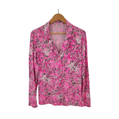 Lilly Pulitzer Plumeria Pink/Purposefully Pink PJ Top Size L - Image 1 of 4