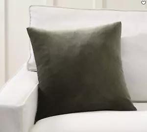 NEW Pottery Barn Everywhere Velvet Pillow Cover 20" x 20" Moss Cotton Case Zip - Picture 1 of 13