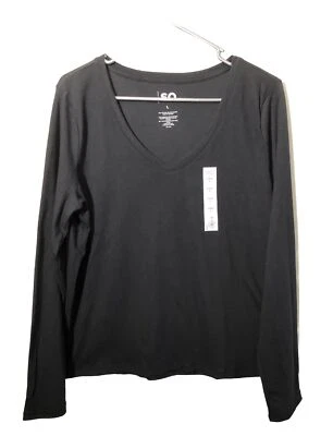 SO Mujer Camiseta Negra Mangas Largas Talla Mediana Juniors Mujer Escote en V Nueva Foto 1 de 4