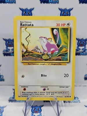 Pokemon Rattata 61/102 Base Set LP - Image 1 of 2