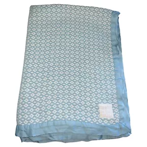 Shi Shu Baby Blue & White Cotton Bamboo Lovey Plush Baby Security Blanket - Picture 1 of 5