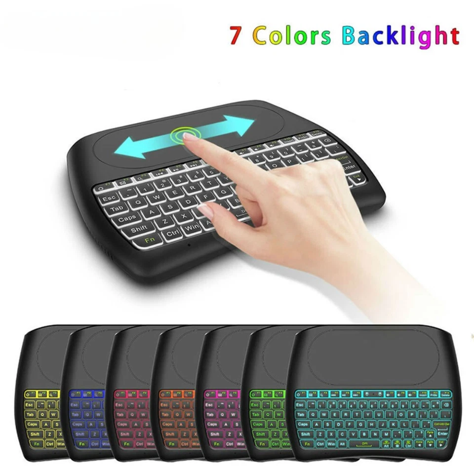 7-Color LED Backlight Ergonomic Dual-Mode Wireless Mini Keyboard with Touchpad - Image 1 of 4