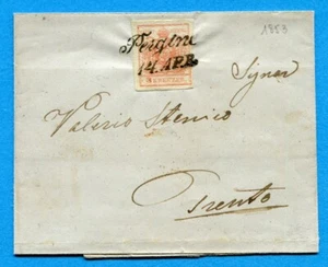 AUSTRIA - 1853 3 kr.rosa buoni margini e bollo corsivo + data PERGINE (212295) - Imagen 1 de 2