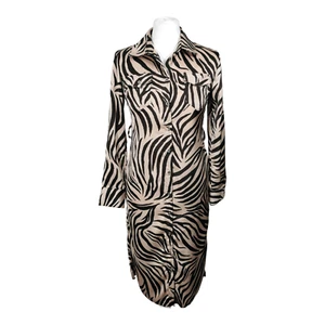 LIPSY Brown Beige Midi Shirt Dress Size 8 Slinky Satin Button Up Collar - Picture 1 of 21