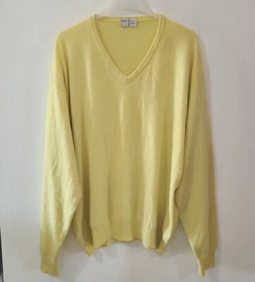 Suéter Fedeli Russo Capri 100% Cachemira Cuello en V Amarillo Talla 56  Foto 1 de 4