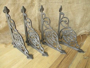 4 Cast Iron Crossed Pistol Brackets Garden Braces Shelf Brackets RUSTIC Western - Picture 1 of 6