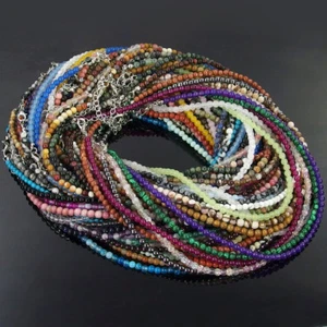 Kristall Edelstein Perlen Halskette 4 mm Jaspis Opal Achat Quarz Amethyst Stein - Bild 1 von 603