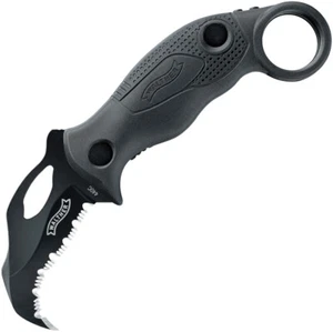 Walther KDK Karambit Defense Black Handle Stainless Folding Serrated Knife 50764 - Picture 1 of 1