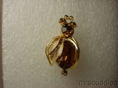 PIN ESCARABAJO TOPACIO Y COLOR DORADO NAPIER VINTAGE Foto 1 de 4