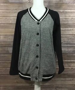 Kut From The Kloth Womens Button Down Varsity Jacket XL Gray Black White K24 - Picture 1 of 11