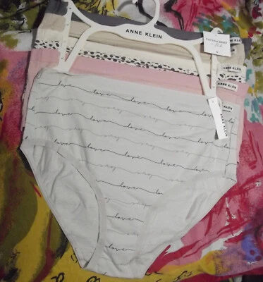 5 NEW ANNE KLEIN AK14775RS FLAT WAISTBANDS COTTON BRIEF PANTIES S - Imagem 1 de 2