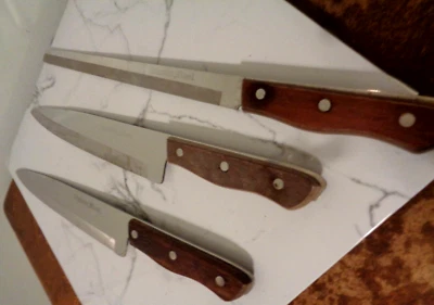 Vintage Lot of 3 Maxam Stainless steel Chef's Knife knives 9” & 11” Blades Japan - Image 1 of 4