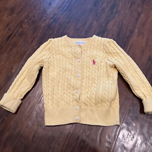 Polo Ralph Lauren baby girls yellow cotton cable knit cardigan yellow sweater