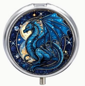 Fancy 3 Compartment Blue Dragon Pill Box - Picture 1 of 5