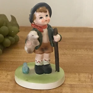 #1090 Flambro Porzellan Vintage Junge mit Hund Figur - Bild 1 von 7