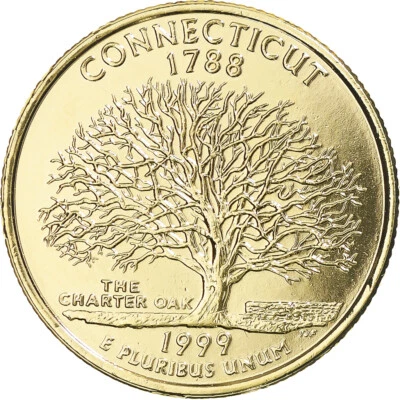 [#369463] Coin, United States, Connecticut, Quarter, 1999, U.S. Mint, Denver, go - Image 1 of 2