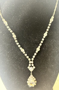 "Collar de vidrio transparente con estrás en Y de 10"" a 12"" ajuste formal boda graduación" - Imagen 1 de 11