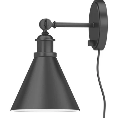 Volume Lighting 1-Light Black Plug-In Wall Sconce Lamp with Rotatable Shade - Image 1 of 4