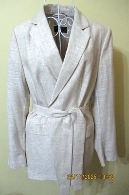 M & S Collection women's oatmeal linen blend lined relaxed fit jacket size14 - Image 1 of 4