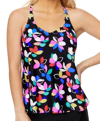 Camiseta tankini Island Escape floral con aros espalda deportiva para mujer, multicolor, talla 8 Foto 1 de 4