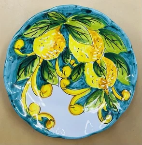 Vietri Pottery Sorrento Lemon Pattern 8 Inch Plate Made/Painted by hand-Italy - Picture 1 of 2