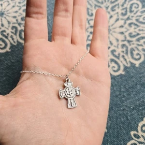 Vintage Silber 4-Wege Medaille Malteserkreuz Medaille Medaillon Halskette - Bild 1 von 6