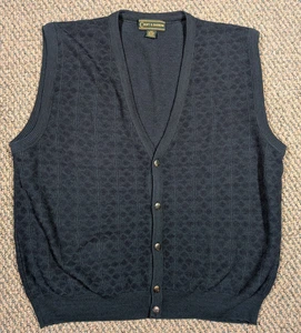 Croft and Barrow Pullover Weste Herren XLT Blau Wollmischung Italy Strick Knopf Vintage - Bild 1 von 8