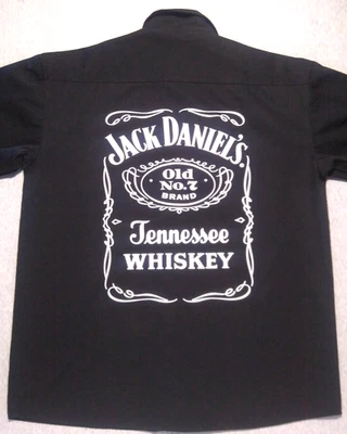 Vtg Jack Daniels Button Up Shirt Large Black Short Sleeve Embroidered Old No 7 - Image 1 of 4