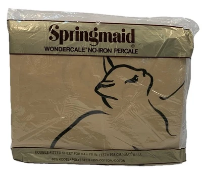 Vintage Springmaid Wondercale F Whispurr Cat Animal Print Full Fitted Sheet NEW - Image 1 of 4