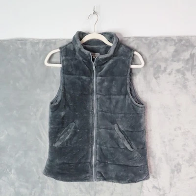 Chaleco Mia Tess Mujer Grande Gris Imitación Piel Cremallera Sin Mangas Bolsillos Acogedor Cálido Foto 1 de 4