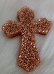 Car Freshie Hanging Air Freshener Black Cinnamon Scent Cross Gold New - Picture 1 of 4