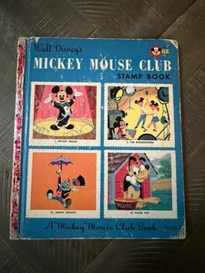 RARE Red Spine Walt Disney’s MICKEY MOUSE CLUB STAMP BOOK 1st Edition, "A" Print - Picture 1 of 24