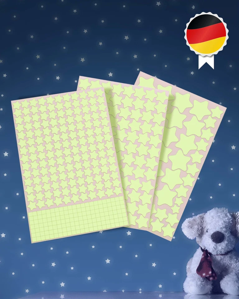Paraboo Leuchtsticker Leuchtsterne selbstklebend – fluoreszierende Sterne - Bild 1 von 1