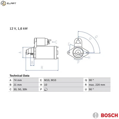 STARTER 0 986 022 930 FOR BMW 1/E87 X3/SAV/E83 M47D20 N47D20C/A 2.0L 4cyl 1 E87 - Image 1 of 4