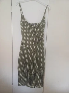 Olive Green Satin Look Dress Size 8 Boohoo Polkadot - Picture 1 of 5