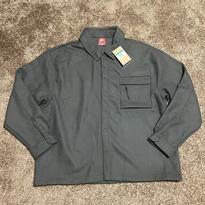 РЕДКАЯ Nike Tech шерстяная смесь Shacket куртка зеленый свободного кроя HF0132-338 размер L - Изображение 1 из 4