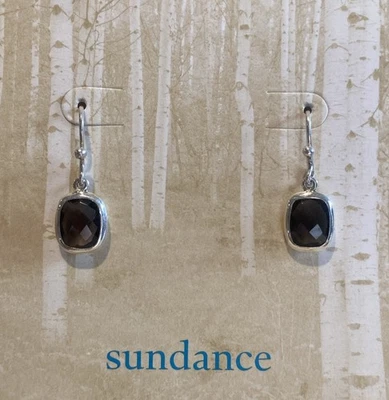 Catálogo Sundance Pendientes colgantes de cuarzo ahumado rectangulares redondeados de plata de ley Foto 1 de 3