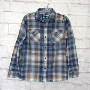 Brothers Blue Plaid Boys Long Sleeve Button Up Shirt size L, 12 New! - Picture 1 of 5