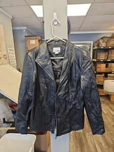East 5th Leather Jacket Womens Large Black 100% Leather Full Zip - Picture 1 of 6