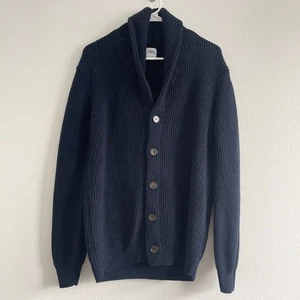 Zara Cardigan Sweater Mens M Blue Shawl Collar Grandpa Knit Academic Classic - Picture 1 of 12