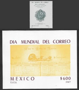 SKV) 1987 MEXICO, World Post Day, Registration Page, (1) and a souvenir sheet SC - Picture 1 of 1